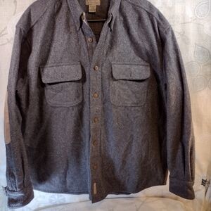 Flyshacker Men's Charcoal  Heavy Wool Shirt Jacket